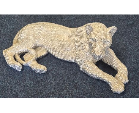 Large diamanté sculpture of a Jaguar. Length- 100cm 