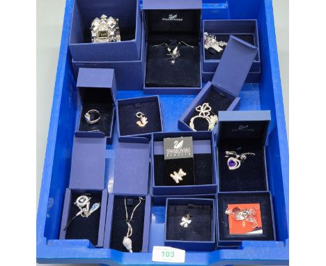 Collection of Swarovski Crystal jewellery; Charms, Pendants, Bangle and other items.