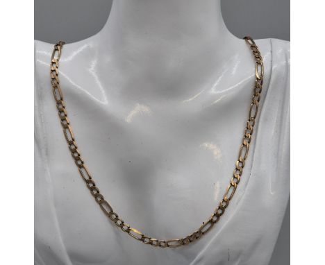 9ct yellow gold curb bracelet. 46cm length. 12.09grams. 