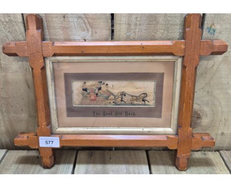 19th century framed needlework titled " The Good Old Days" by Thomas Stevens Stevengraph Works, Coventry. Frame 29x38cm