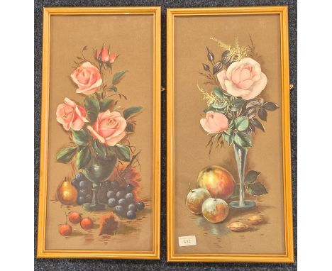 William Henry VernonVictorian Still life paintings of flowers Frame- 58x28cm