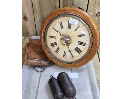 Antique Postman's wall clock with weights. 