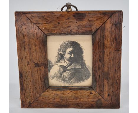 Rembrandt Harmensz. Van Rijn (1606-1669)Small portrait etching. Dated 1646. Fitted within an antique frame. Frame- 12.5x12.5c