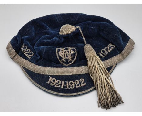 1921-1923 R.F.C Rugby blue velvet and silver thread cap. Produced by R.W. Forsyth Ltd- Athletic Outfitters of EDINBUGRH &amp;
