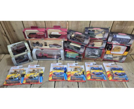 Two trays of boxed car models; Trackside boxed vehicles, Days Gone models, Corgi and Matchbox models.