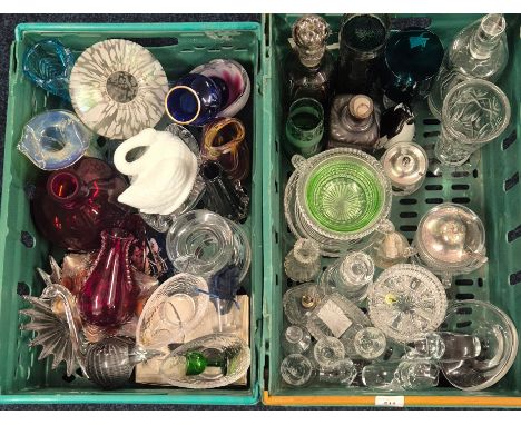 Two Crates of art glass &amp; Crystal wares; Jack The Pulpit Vase, White Friars Frosted Glass Vase, Mdina Malta Vase with lab