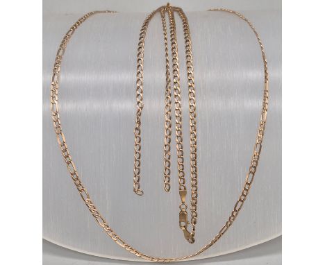 9ct yellow gold scrap gold. Curb necklace with damaged catch and curb necklace with damaged link. 7.07grams. 