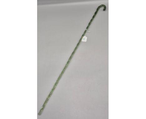 Victorian twist glass walking cane. 88cm length. 