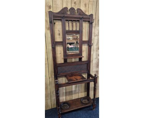 Early 20th century coat stand with amber glass insert. 188x75x28.5cm 