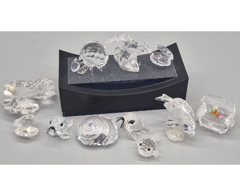 Collection of Swarovski Crystal Sea Creatures &amp; treasure chest.