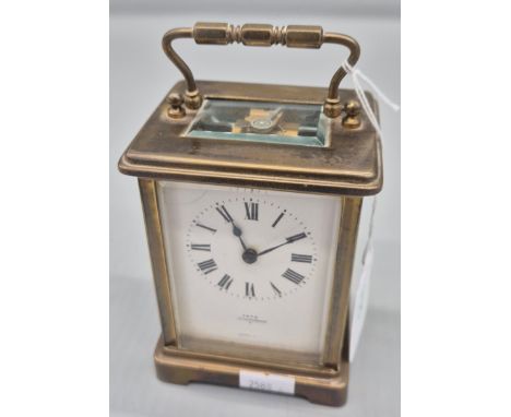 French brass carriage clock. With key. 14x8x6cm. 