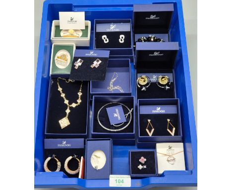 Collection of Swarovski Crystal Jewellery; Earrings necklaces, bangle and other items.