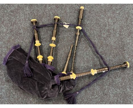African Black wood Scottish bagpipes no makers visible 