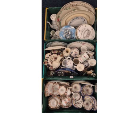 Three Crates of collectables &amp; tea wares; Victorian tea service, Paragon tea service, Pair of Belleek vases, Masons The R