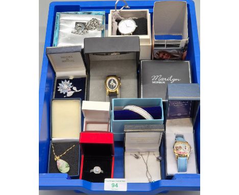 Collection of boxed jewellery; Marilyn Monroe watches, Michael Kors watch, D&amp;G Bracelet, Brooks &amp; Bentley floral broo