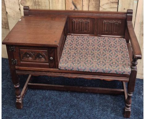 Old Charm linen fold telephone seat. 74x93x51cm. 