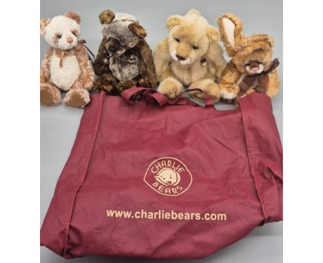 Four Charlie Bear teddies; Savannah, Liddy, cotton sox and one other.