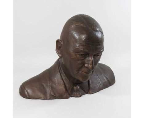 A life size portrait bust of Brigadier William Montague Williams, 1894-1980, bronzed terracotta, together with a collection o