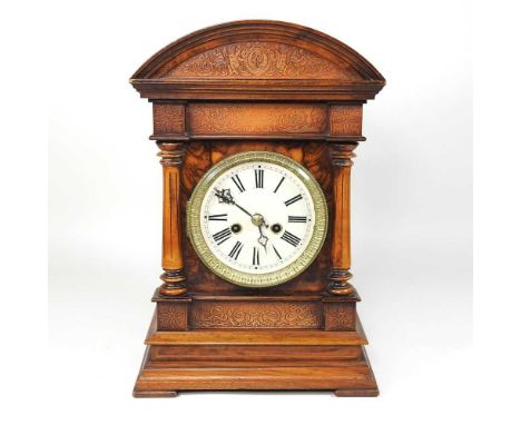 A 19th century walnut cased bracket clock39cm high