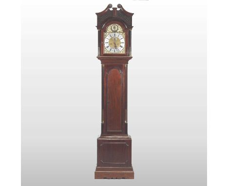 A late 19th/early 20th century mahogany cased longcase clock, the silvered dial with strike silent, signed Frasers (Ipswich) 