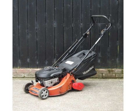 A Mountfield petrol self-propelled lawnmower, with roller
