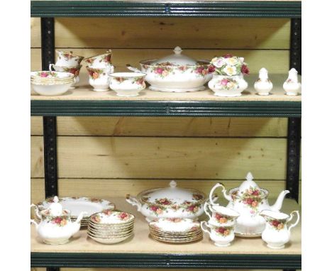 A Royal Albert part tea and dinner service, Old Country Roses design, to include teapot and tureensCondition report: All the 