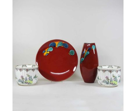 A modern Poole vase, 47cm high, together with another and a pair of Spode vases (4)Vase 37h cm