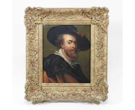 After Rubens, 19th century, self portrait, oil on panel18 x 16cm