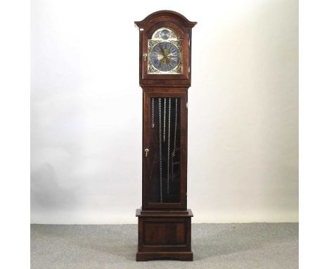 A 20th century grandmother clock, oak cased, with Westminster chimes, 172cm high