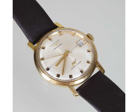 A 1960's Longines gold plated automatic gentleman's wristwatch, with a later brown leather strapCondition report: Ticks, wind