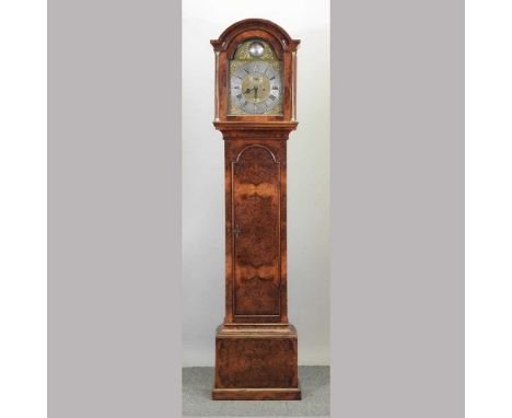 A 19th century burr walnut cased longcase clock, the arched brass dial signed Rob Henes, Colchester, the eight day movement s