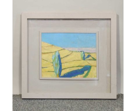 John Jobson *ARR, b1941, Barley Field South Wicklow, signed, oil on board, Christie's label, 25 x 30cm. Sold Christie's, The 