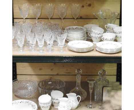 A collection of glassware and Wedgwood Pimpernel pattern tea and diner service
