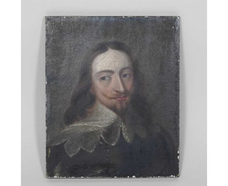 English school, 19th century, portrait of King Charles I, oil on panel, 15 x 13cm, unframed