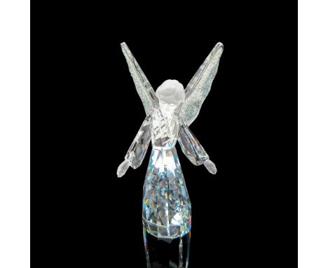 Part of the Nativity Collection. Figural has clear faceted body, arms reaching out with frosted hands. Frosted head looking d