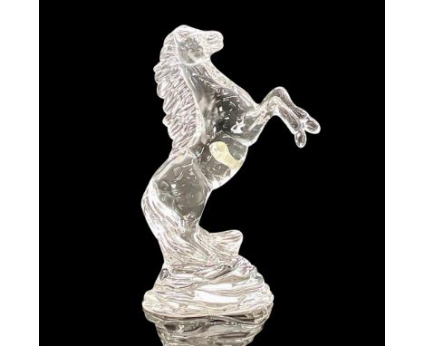 The Waterford Stunning Crystal Horse is an exquisite figurine of a rearing horse on a stylistic rock base, crafted from high-