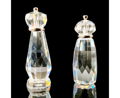A pair miniature replica salt and pepper grinders with rhodium accents. Swarovski backstamp. Dimensions of the largest item: 