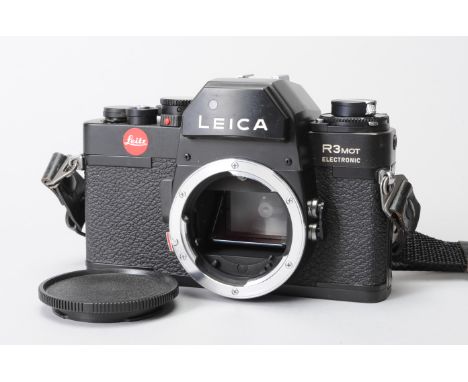 A Leica R3 MOT Electronic SLR Body, black, serial no 1512276, 1979, Leitz Portugal, shutter working, meter reacts to light, o