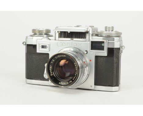 A Zeiss Ikon Contax IIIa Camera, second model, serial no Y52697, with Zeiss-Opton 50mm f/2 T Sonnar lens, serial no 824027, s