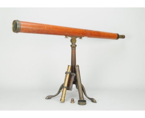 An early 19th Century 3in. Astronomical Table Telescope, with tapering body-tube, 960mm long, lacquered brass pillar support 