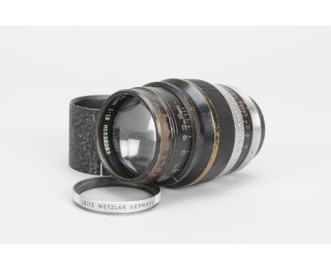 A Leitz Hektor 7.3cm f/1.9 Lens, serial no. 538263, 1939, Leica screw mount, chrome and black barrel, P-F, extensive brassing