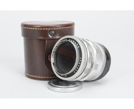 A Leitz Canada Elmar 65mm f/3.5 Lens, serial no. 1721247, 1960, for Visoflex II and III mirror reflex housing, barrel G, elem