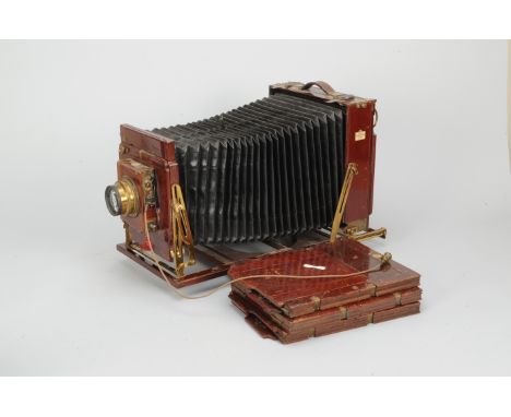 A late Thornton Pickard Royal Ruby Triple mahogany and brass Whole Plate Camera,  with Ross Xpres 7¼'' f/4.5 lens, serial no 