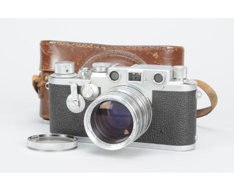 A Leica IIIf Camera, serial no. 537704, 1950/1, black dial, shutter working, self-timer working, body G, with a Leitz Xenon 5