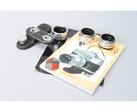 A Quantity of Wrayflex Accessories and Literature,  including a tripod cradle (allowing user to wind on when camera tripod-mo