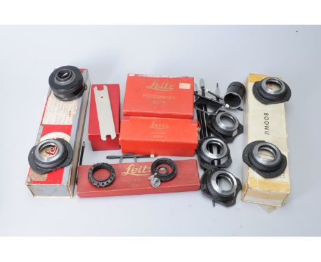 Leitz Close Up Sets and Copying Gauges, a BOOWU, for screw cameras and 5cm screw lenses, four legs and three collars for A4, 