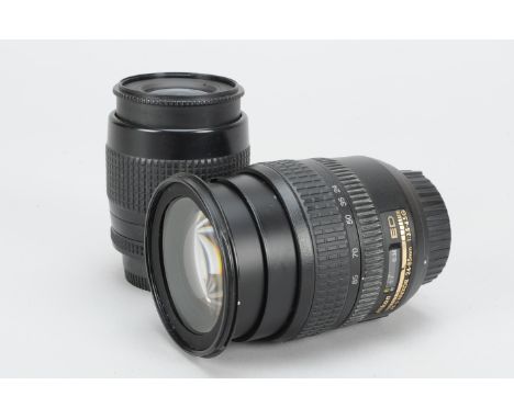 Two Nikon AF Lenses, a AF-S 24-85mm f/3.5-4.5G ED IF lens serial no 2109276, barrel G, wear to aperture ring, elements G, fun