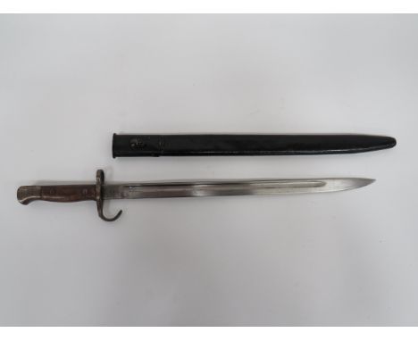 Rare 1907 Hook Quillon Regimentally Marked Bayonet in 1st Pattern Scabbard17 inch, single edged blade with fuller. The forte 