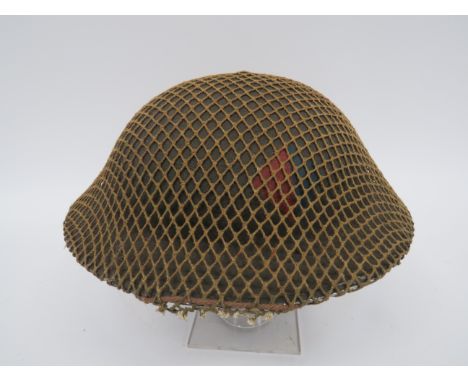 Royal Artillery Formation Badged MKII Steel Helmetkhaki green painted, rough texture outer shell. The right side painted with
