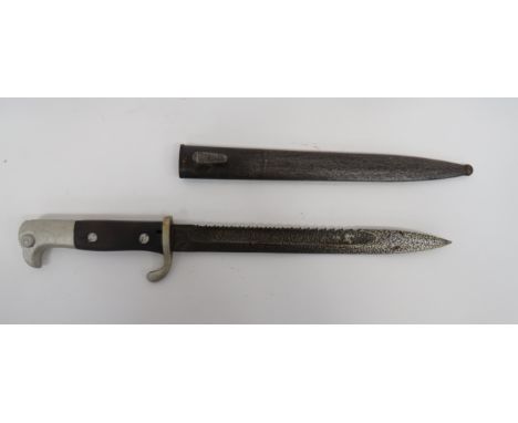 Imperial German Kurzes Seitengewehr M1898 Sawback Bayonet10 inch, single edged blade with rear sawback edge.  Wide fuller.  F